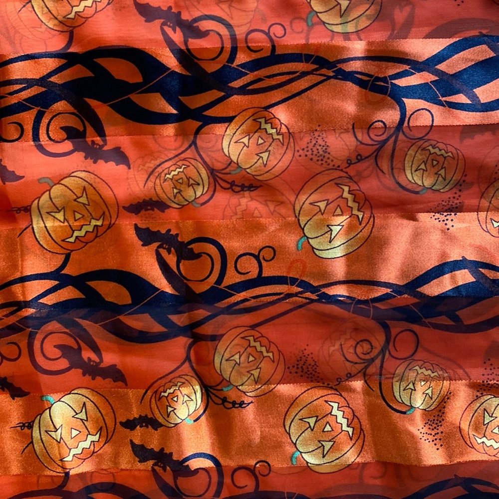 Bats and Orange Pumpkins Halloween Scarf Oblong Semi Sheer